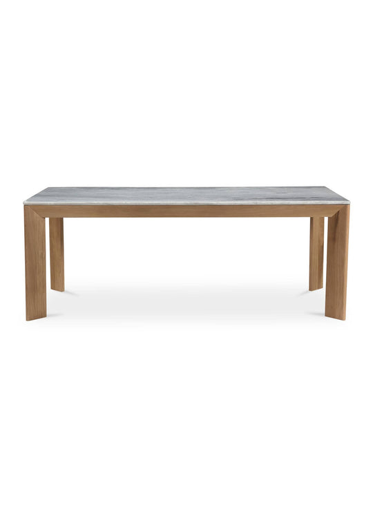 Découvrez la table Angle : élégance moderne avec un plateau en marbre et une structure en chêne massif pour sublimer vos repas. Gris.