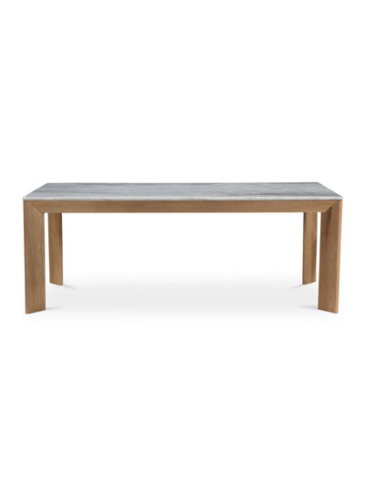 Découvrez la table Angle : élégance moderne avec un plateau en marbre et une structure en chêne massif pour sublimer vos repas. Gris.