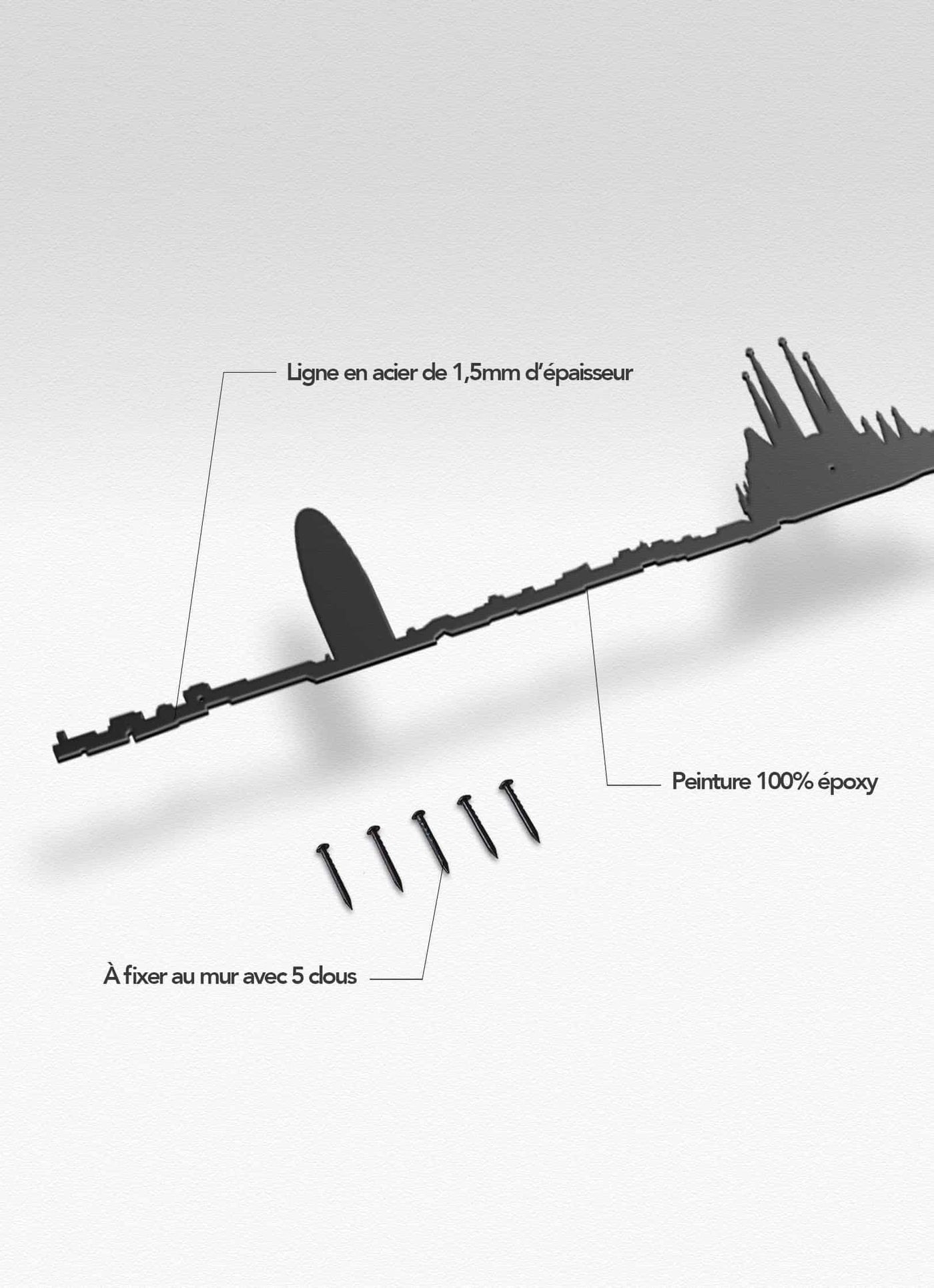 Ajoutez élégance et culture à votre maison avec la silhouette Barcelone de The Line : une perspective artistique unique.