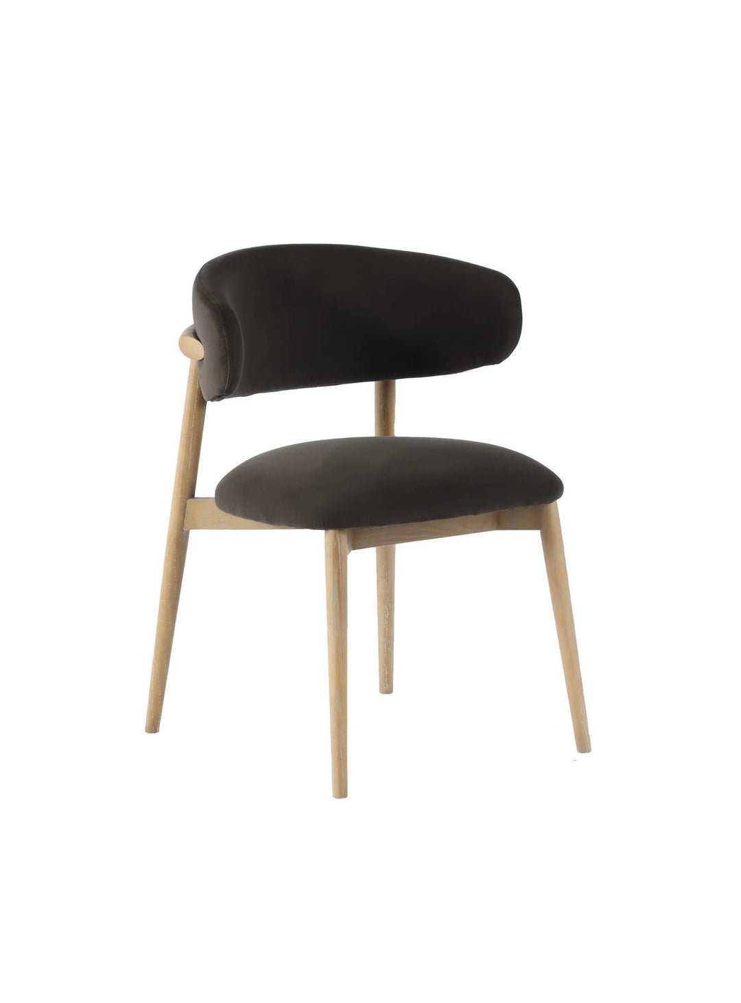 Découvrez la chaise Milo : en bois massif avec une assise en tissu confortable et un design ergonomique pour des repas agréables. Charbon.