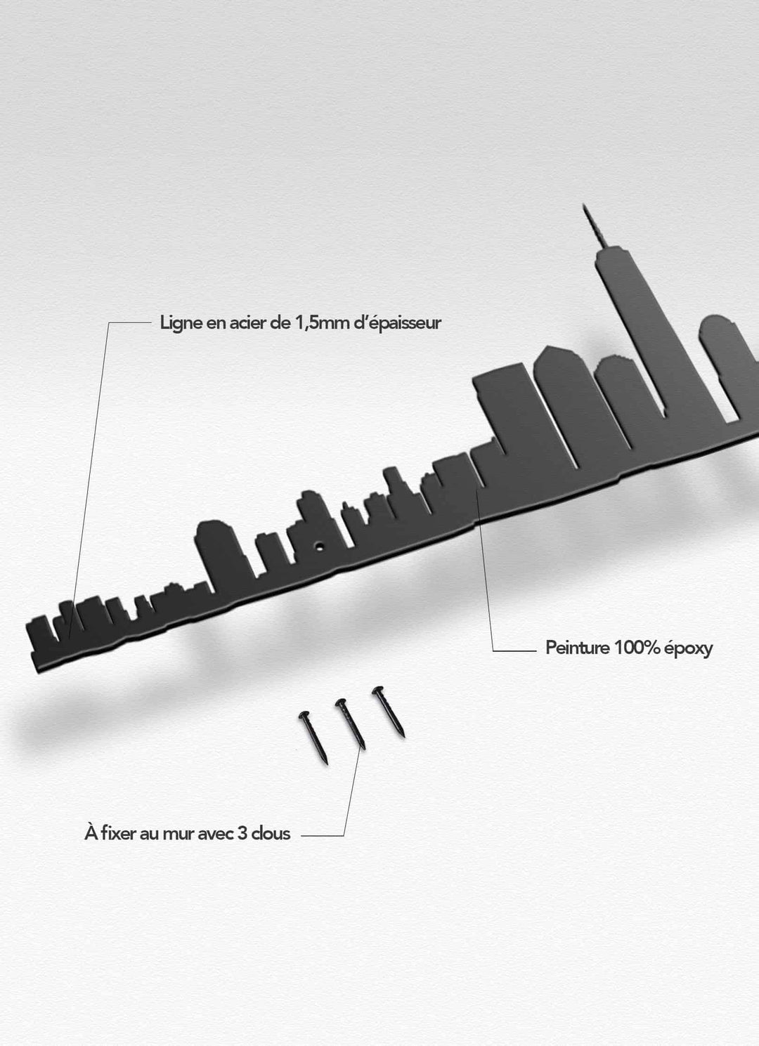 Ajoutez une pièce unique à votre décoration avec la silhouette New York : minimalisme et inspiration architecturale.