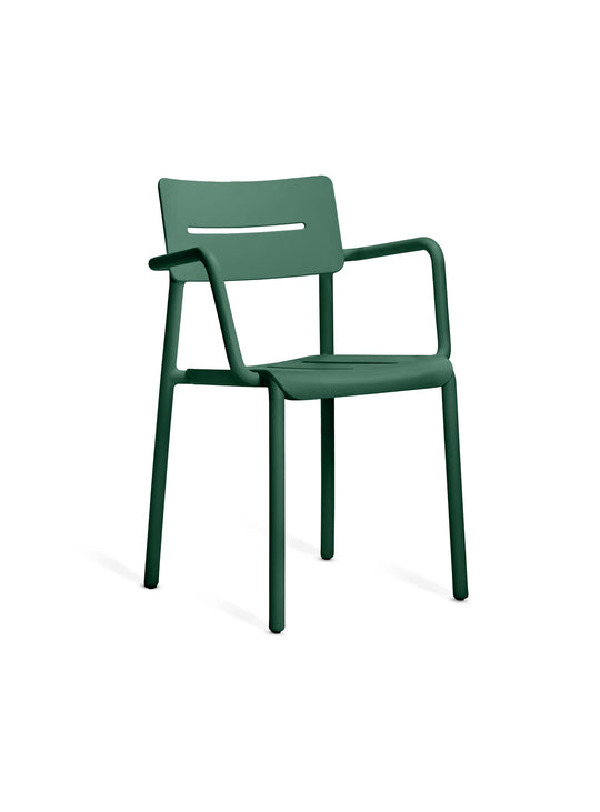 Chaise à dîner OUTO par TOOU : ergonomie, esthétique et résistance aux éléments réunies dans un design intemporel. Vert foncé.