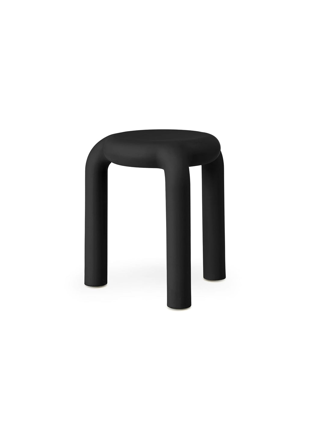 Piccolo de TOOU Design : un tabouret léger, empilable et au design minimaliste, parfait pour intérieur et extérieur. Noir.