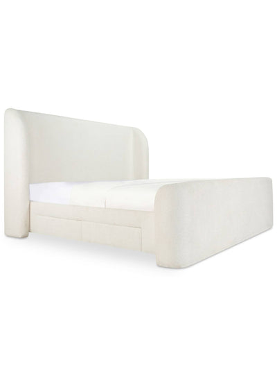 Lit Sophia : un design élégant en polyester doux, avec des espaces de rangement intégrés pour une chambre harmonieuse. Crème, queen / king.