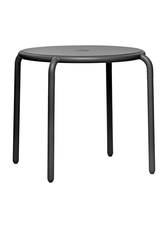 Table ronde Toní Bistreau : aluminium léger, résistant aux intempéries. Ajustable et pratique, parfaite pour tous les espaces extérieurs. Anthracite.