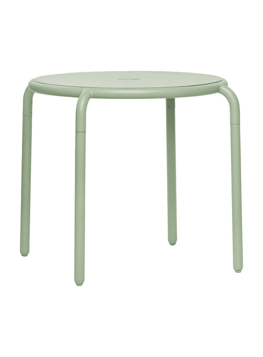 Fatboy Toní Bistreau : table ronde légère et durable, avec pieds réglables pour une stabilité parfaite. Idéale pour jardin et balcon. Vert.