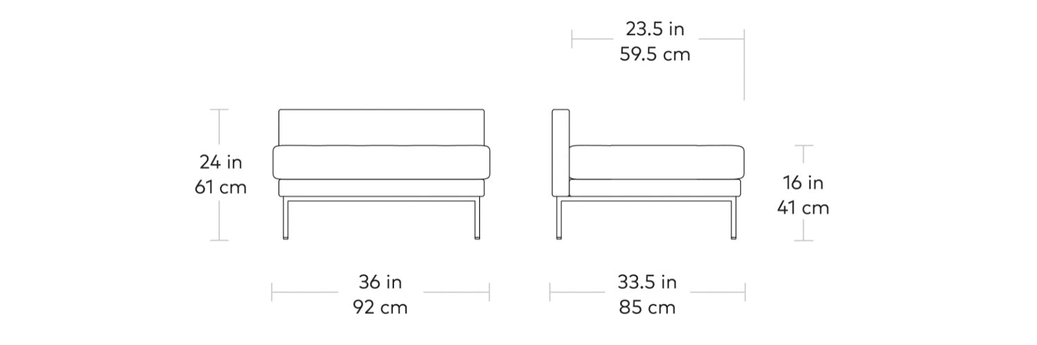 Towne Lounge, sofa par Gus* Modern, dimensions