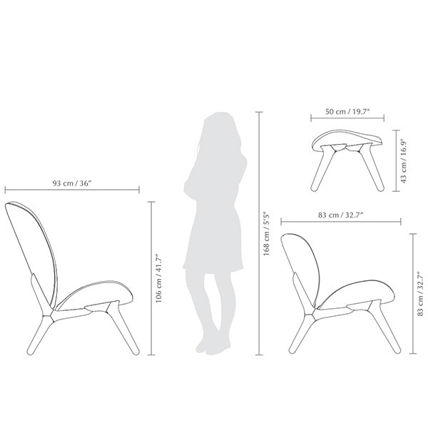 A Conversation Piece, fauteuils et ottomans par Umage, dimensions