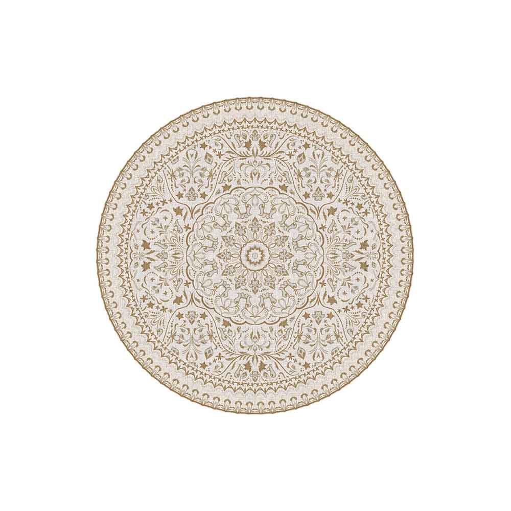 Adama Alma Place Mat, napperon rond à motif, en vinyle, mali ochre