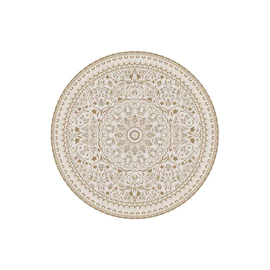 Adama Alma Place Mat, napperon rond à motif, en vinyle, mali ochre