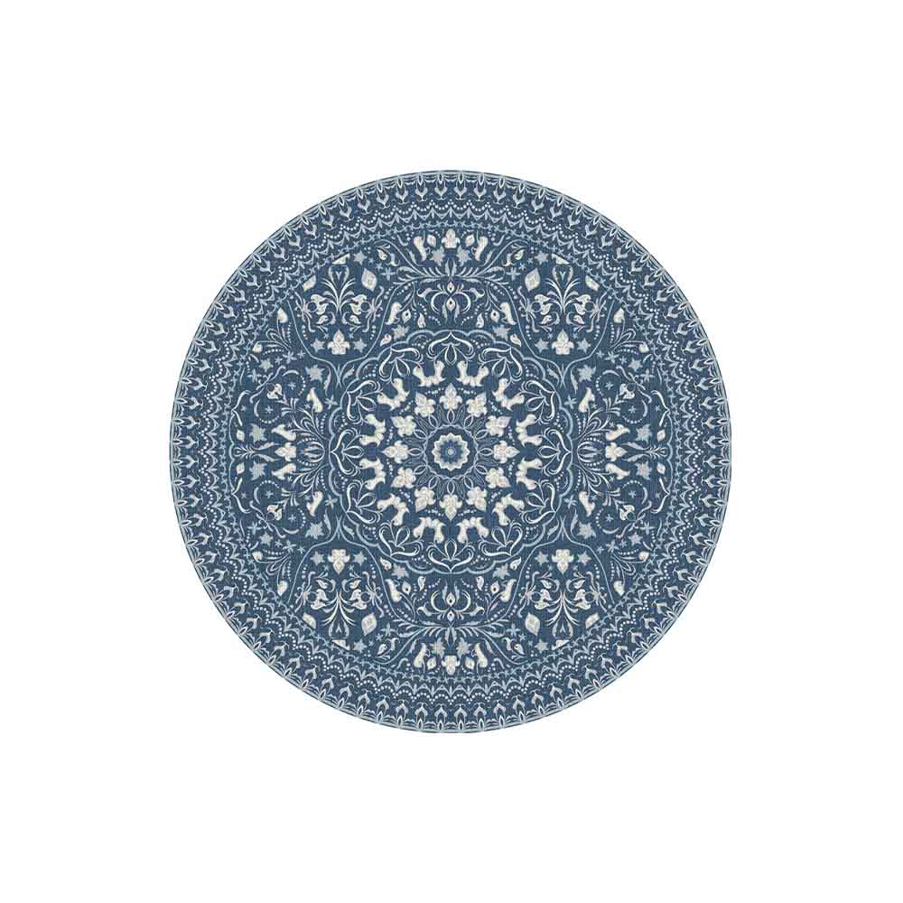 Adama Alma Place Mat, napperon rond à motif, en vinyle, mali bleu