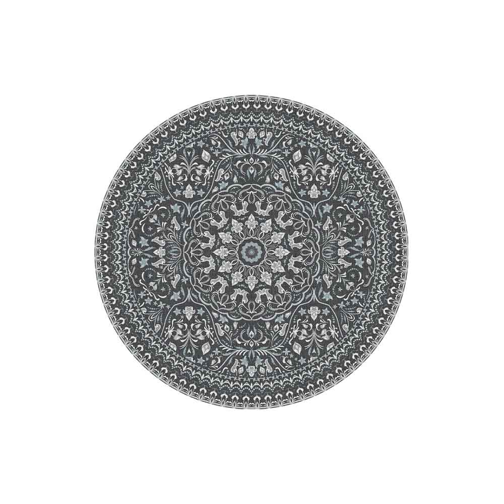 Adama Alma Place Mat, napperon rond à motif, en vinyle, mali noir