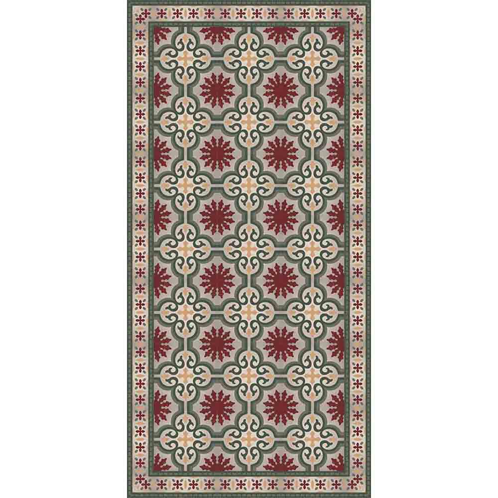 Adama Alma Dream, tapis plat à motif d’une épaisseur de 5 mm, en vinyle, vert et rouge