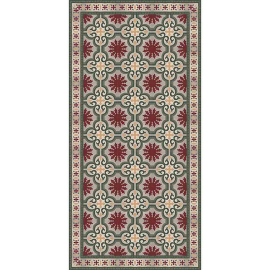 Adama Alma Dream, tapis plat à motif d’une épaisseur de 5 mm, en vinyle, vert et rouge