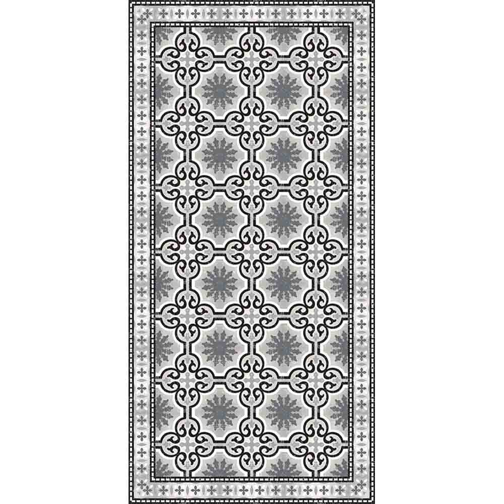 Adama Alma Dream, tapis plat à motif d’une épaisseur de 5 mm, en vinyle, noir et blanc