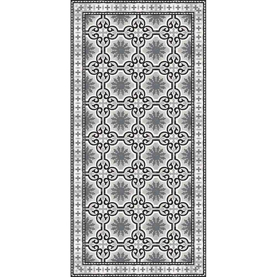 Adama Alma Dream, tapis plat à motif d’une épaisseur de 5 mm, en vinyle, noir et blanc