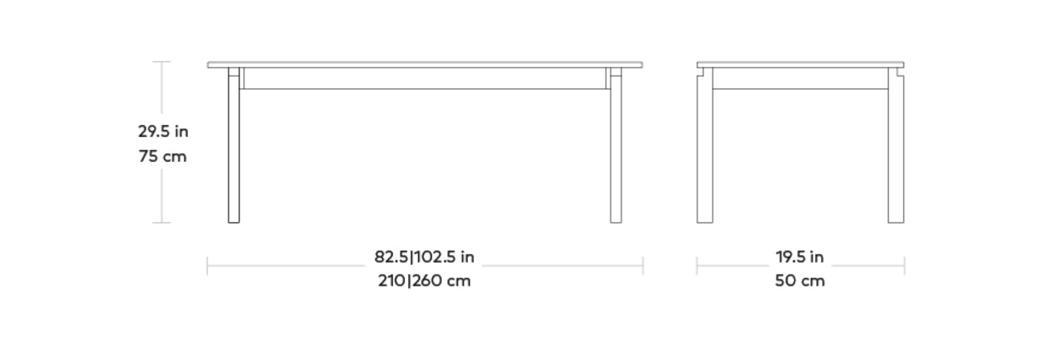 Annex, table en bois avec extention par Gus* Modern, dimensions