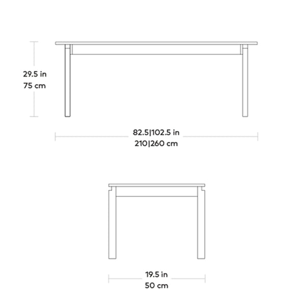 Annex, table en bois avec extentions par Gus* Modern, dimensions