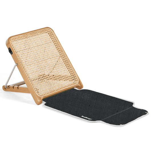 Basil Bangs The Lounger, chaise longue à poser au sol avec support inclinable, en bois et tissu résistant, charcoal tweed