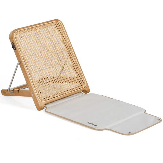 Basil Bangs The Lounger, chaise longue à poser au sol avec support inclinable, en bois et tissu résistant, raw