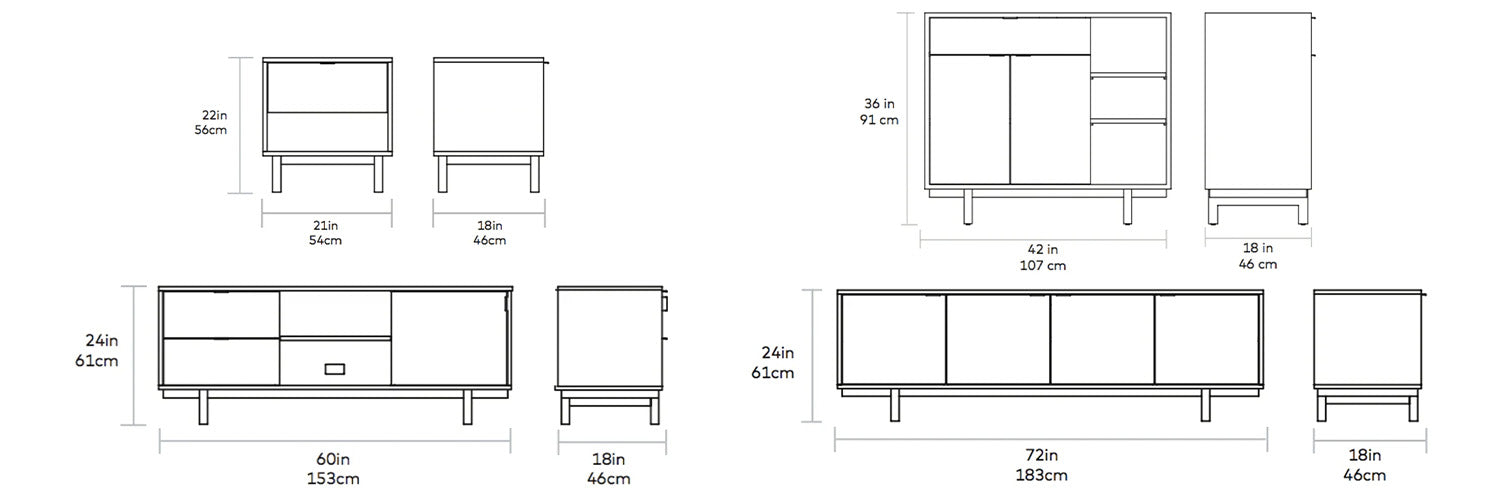 Belmont, meubles de rangement par Gus* Modern, dimensions