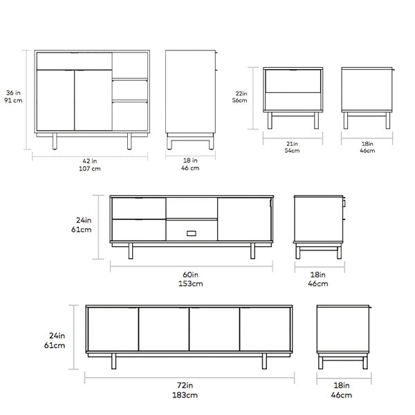 Belmont, meubles de rangement par Gus* Modern, dimensions