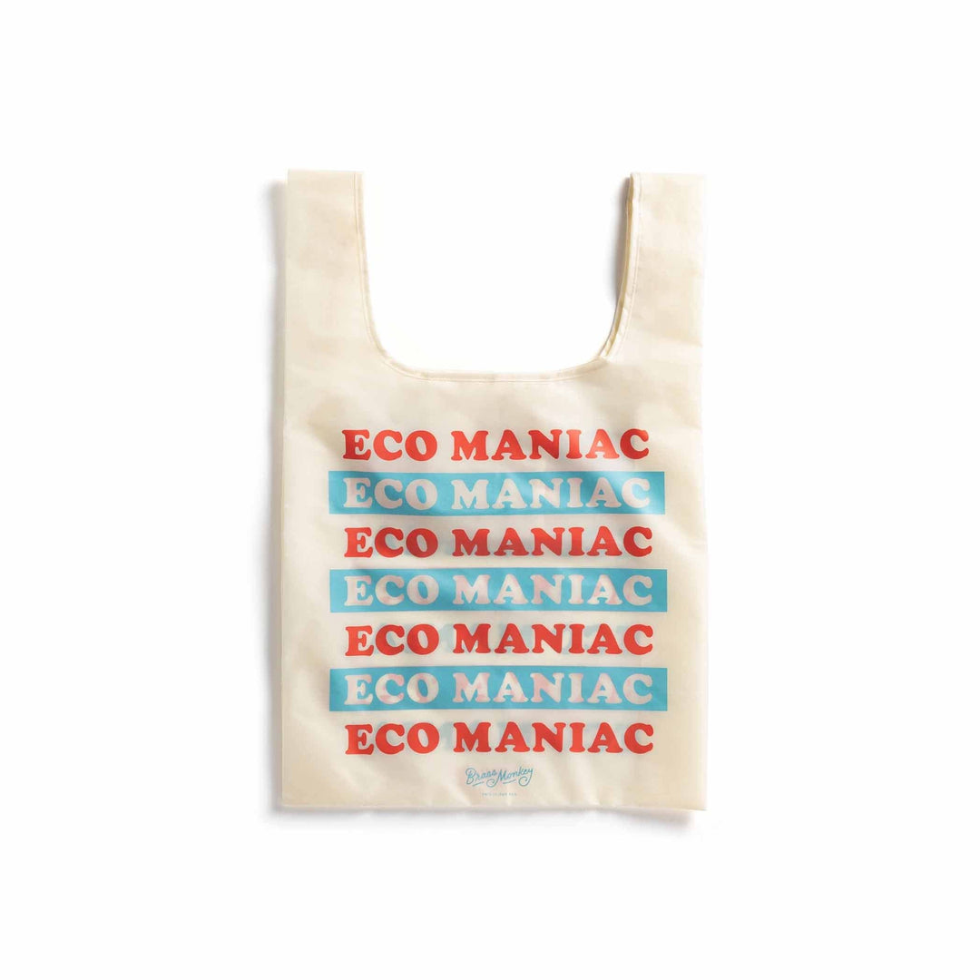 Optez pour l'éco-style avec le tote bag en nylon indéchirable de Brass Monkey. Durable, pratique et arborant l'illustration 'Eco Maniac', il devient votre allié pour des courses écologiques au quotidien.