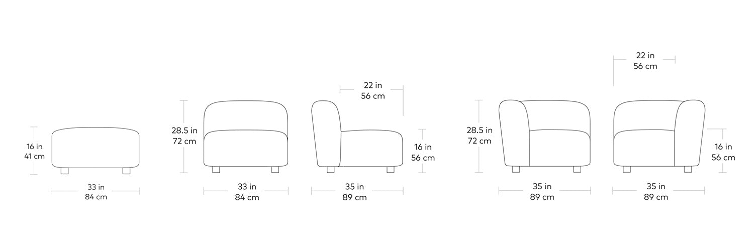 Circuit, sofa modulaire par Gus* Modern, dimensions