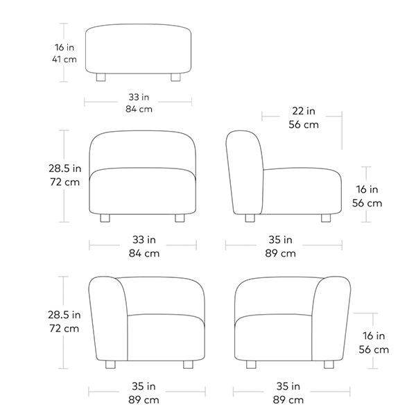 Circuit, sofa modulaire par Gus* Modern, dimensions