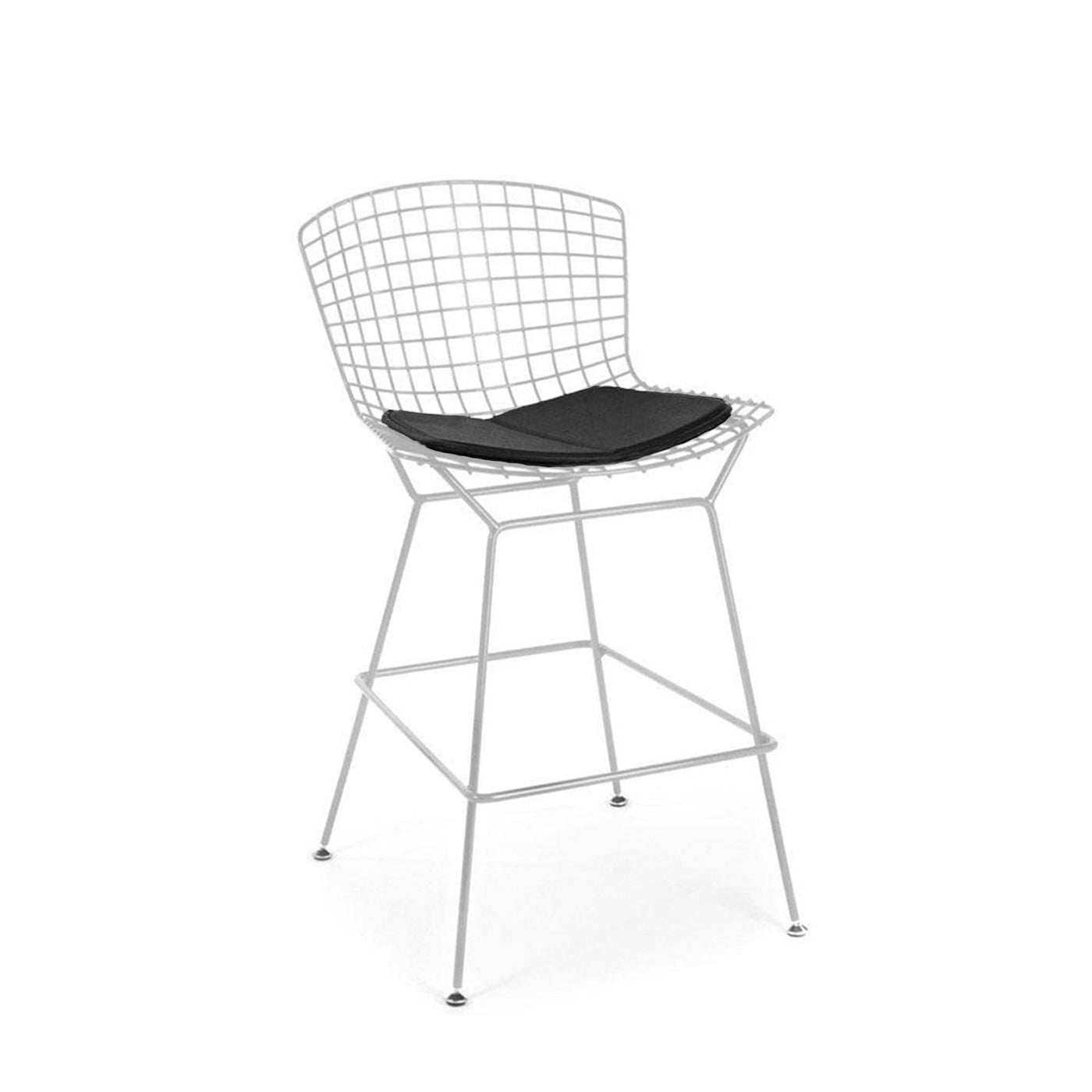 Reproduction Bertoia, tabouret de comptoir avec coussin, en métal peint, blanc