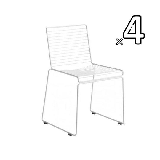 Classique du design - 21ème siècle, Hee, ensemble de 4 chaises à dîner, en métal peint, blanc