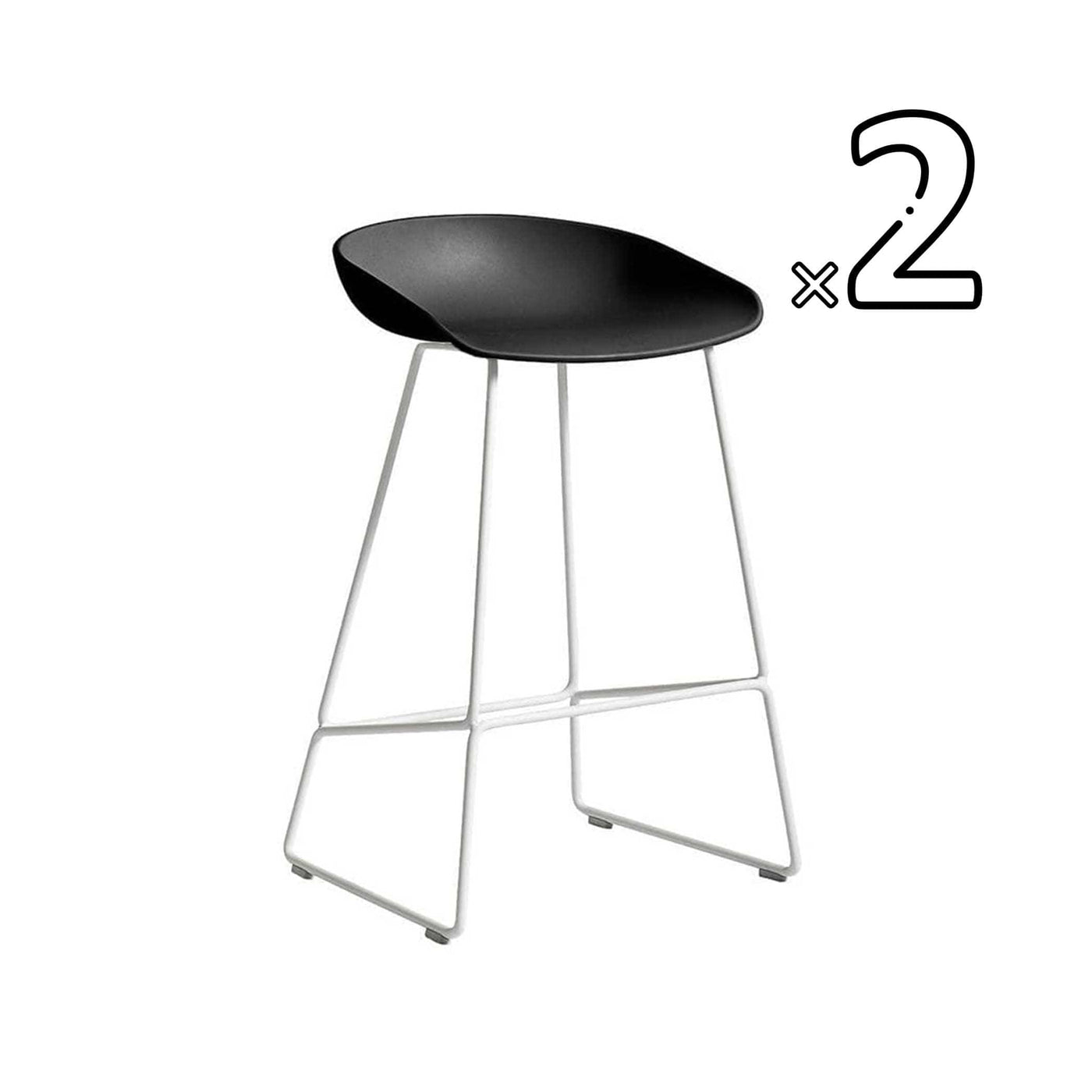 Classique du design - 21ème siècle, About 38, tabourets de comptoir, en métal et polypropylène, set de 2, noir, blanc