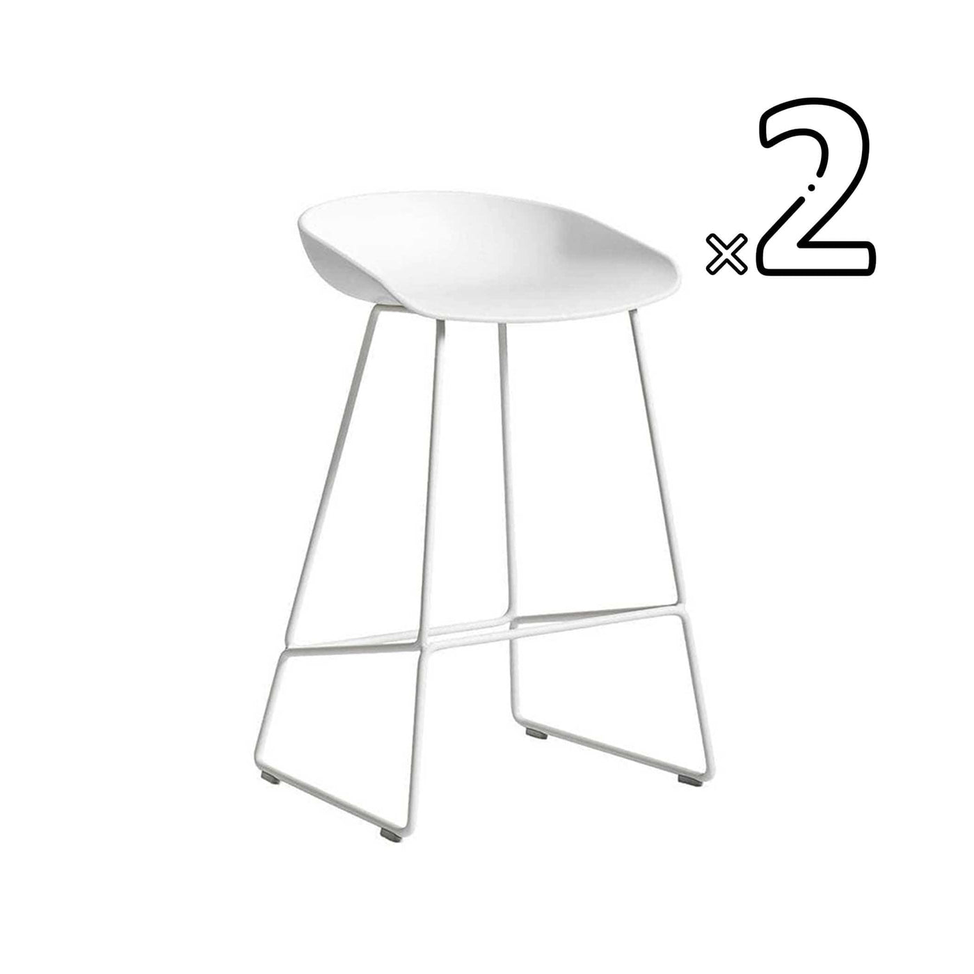 Classique du design - 21ème siècle, About 38, tabourets de comptoir, en métal et polypropylène, set de 2, blanc, blanc