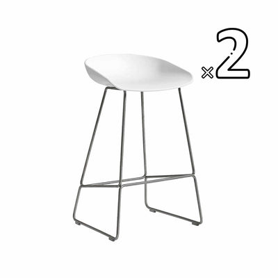 Classique du design - 21ème siècle, About 38, tabourets de comptoir, en métal et polypropylène, set de 2, blanc, chrome