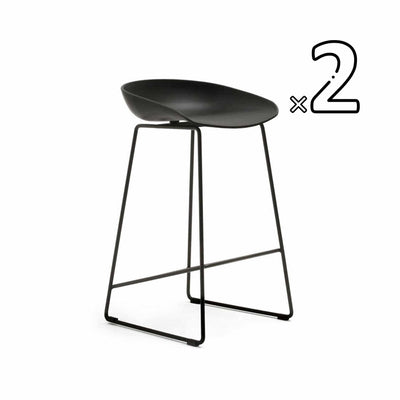 Classique du design - 21ème siècle, About 38, tabourets de comptoir, en métal et polypropylène, set de 2, noir, noir