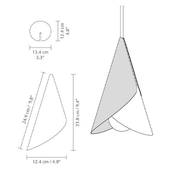 Cornet, abat-jour en aluminium, par Umage, dimensions