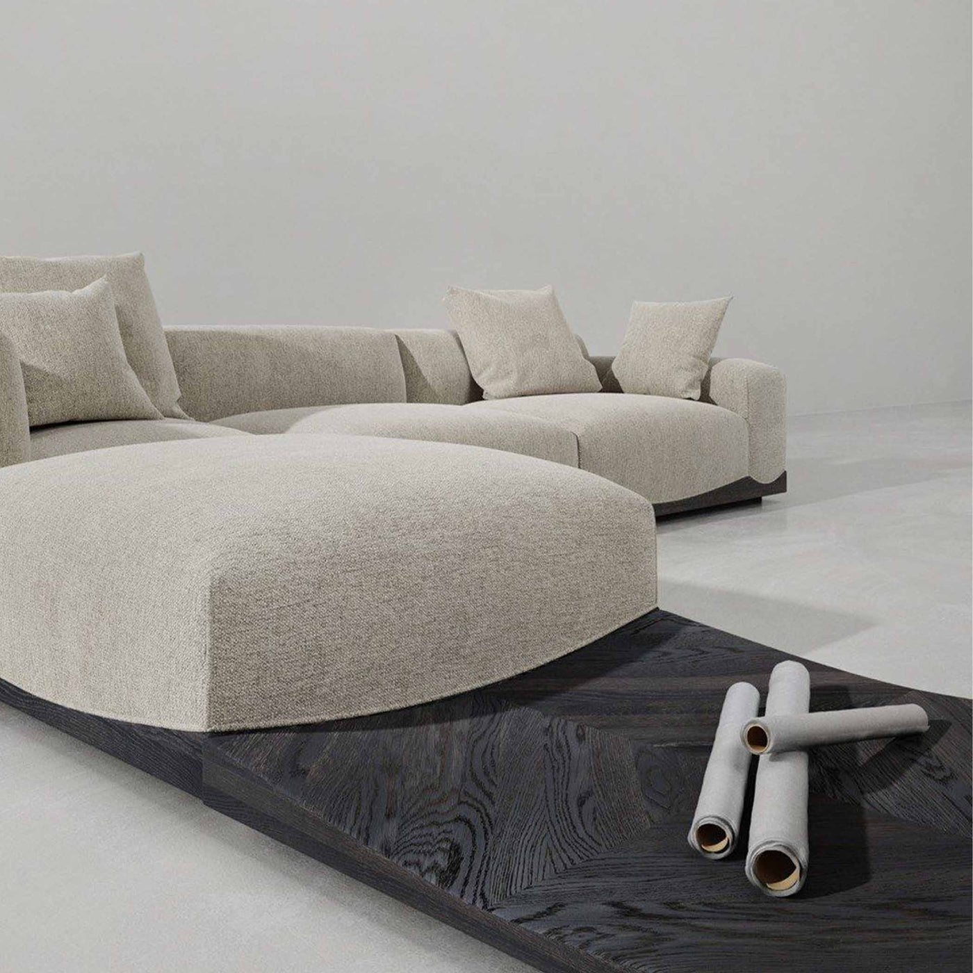 Collection Joss de District Eight : sept modules uniques pour un sofa sectionnel flexible et élégant. Confort suprême et inspiration architecturale asiatique