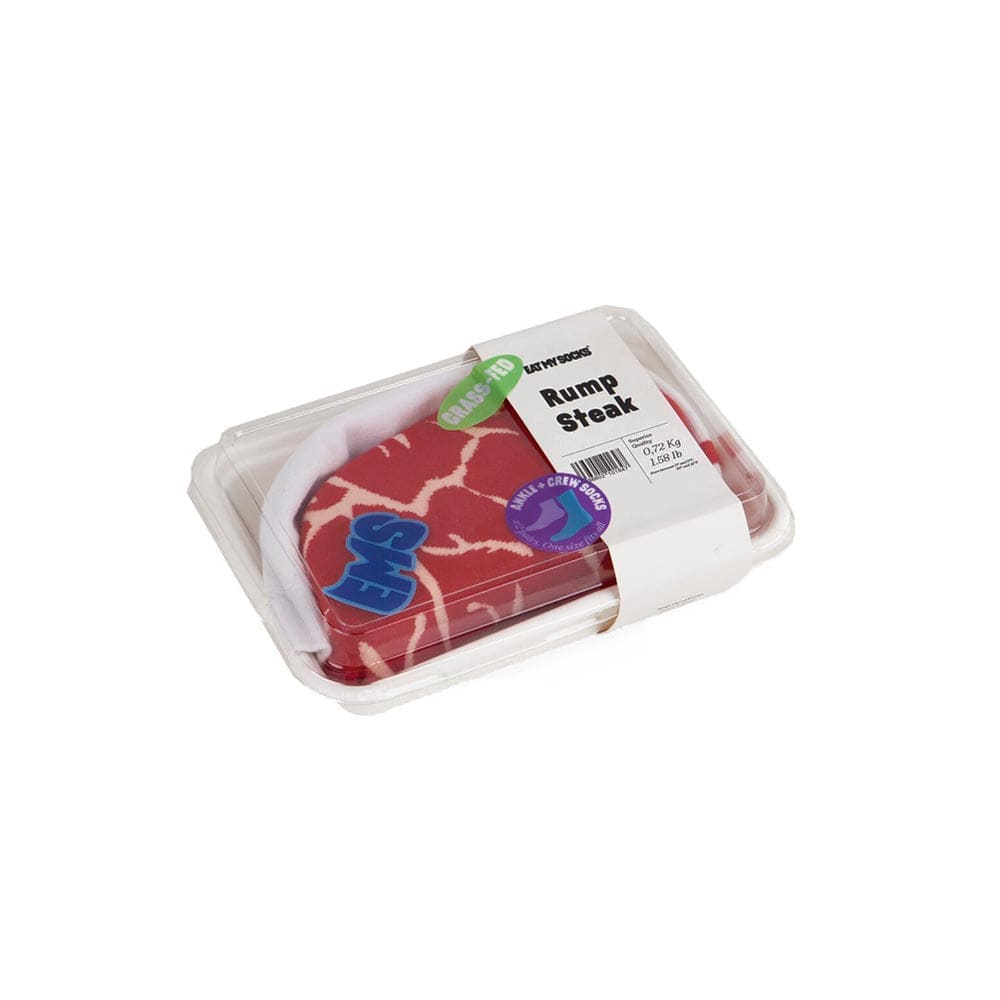 Transformez vos pieds en pièce de viande factice avec les bas rumsteck d'Eat My Socks chez Nüspace. L'illusion parfaite pour les amateurs de cuisine et les aficionados de la mode décalée !