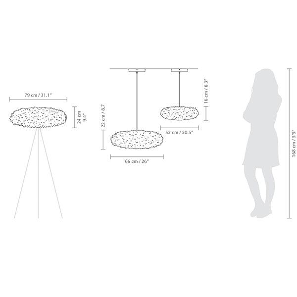 Eos Esther, abat-jour en plume, par Umage, dimensions