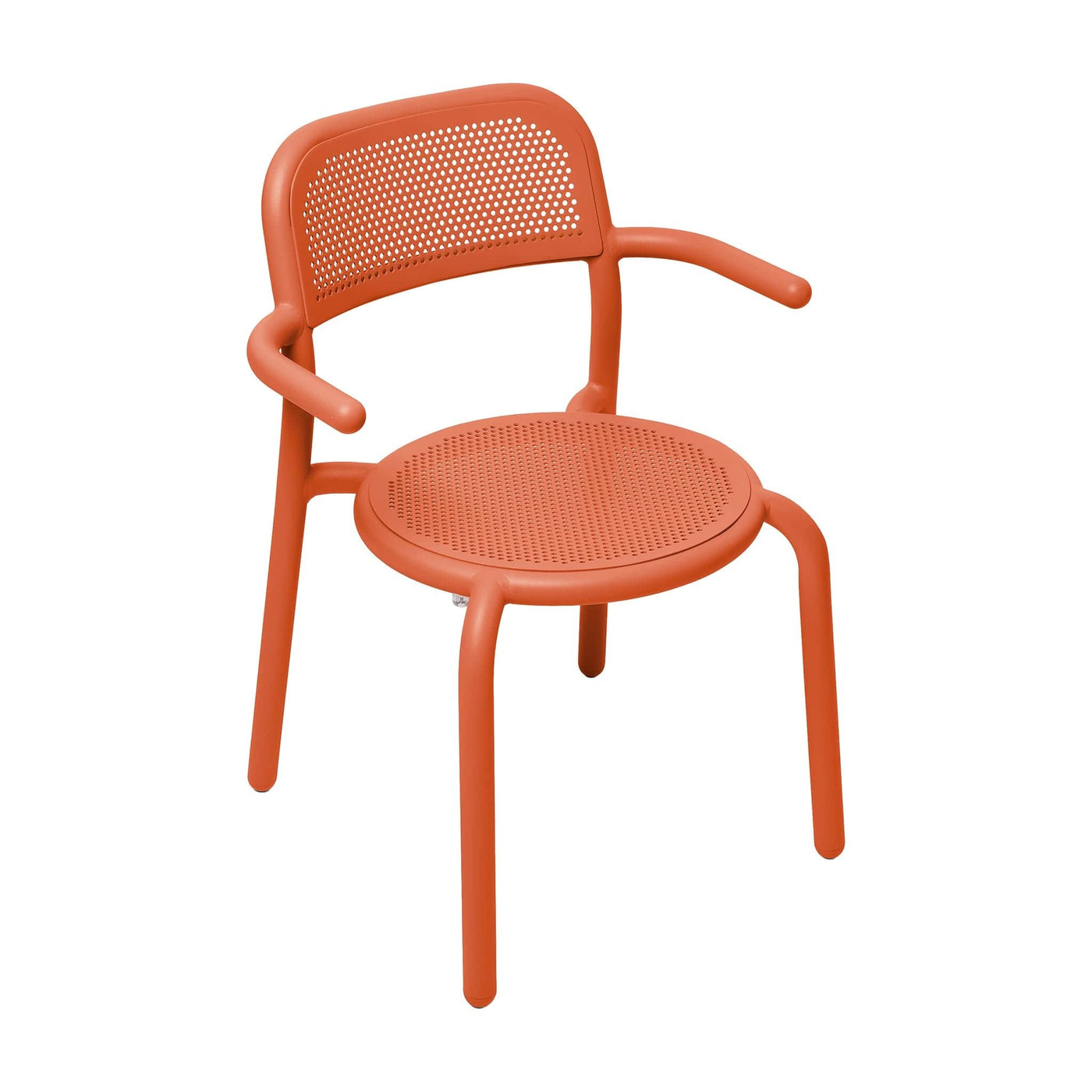 Chaise avec bras Toní de Fatboy : design hexagonal distinctif et résistance aux conditions météorologiques. Tangerine.