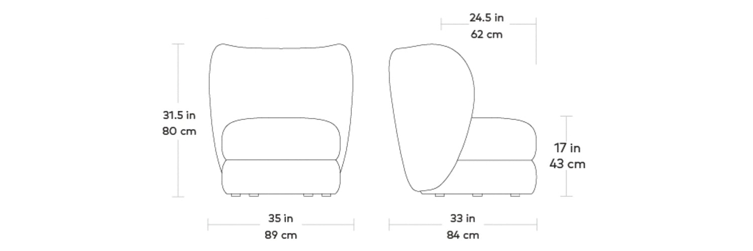 Forme, fauteuil en tissu par Gus* Modern, dimensions