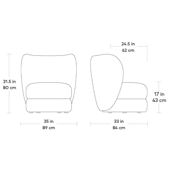 Forme, fauteuil en tissu par Gus* Modern, dimensions