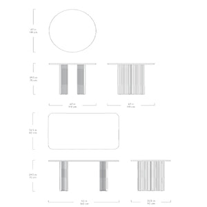 Gus Modern, tables à dîner Atwell, dimensions