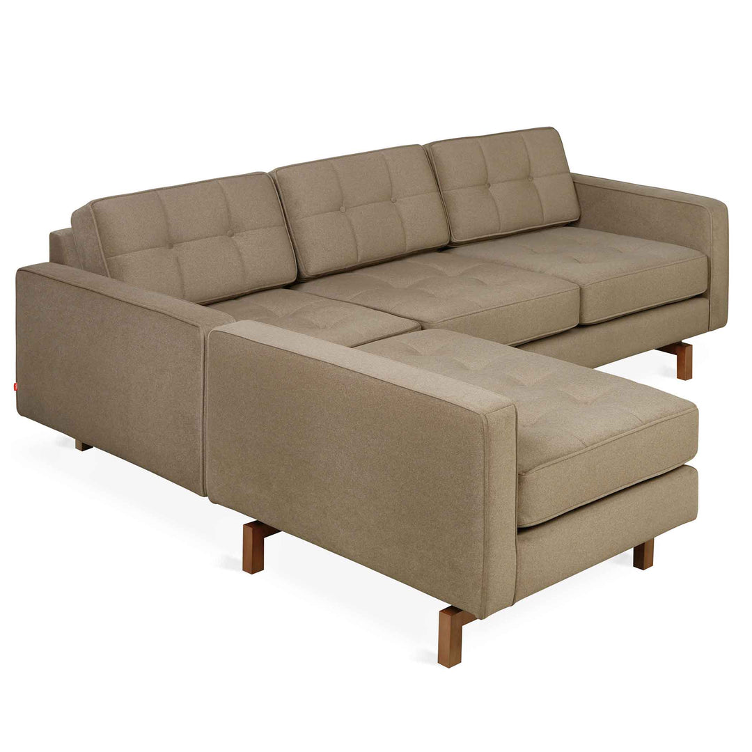 Gus* Modern Jane loft 2, sofa bi-sectionnel, en bois et tissu, merino mocha, noyer