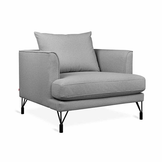 Gus* Modern Highline, fauteuil avec accoudoirs, en métal, bois et tissu, merino dapple