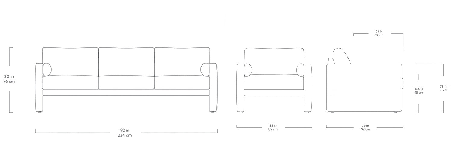 Laurel, fauteuils et sofas en tissu par Gus* Modern, dimensions