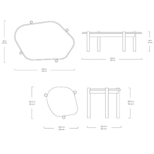 Les tables à café et d'appoint Monarch de Gus* Modern, en bois, dimensions.