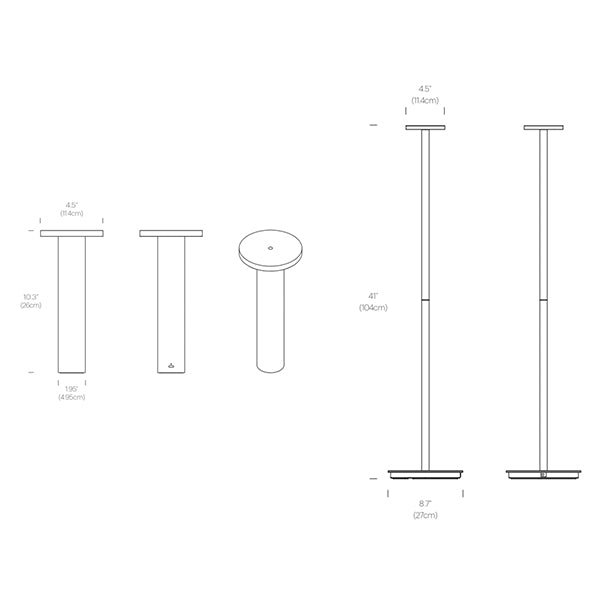 Luci, lampes de table et lampes sur pied, par Pablo Designs, dimensions