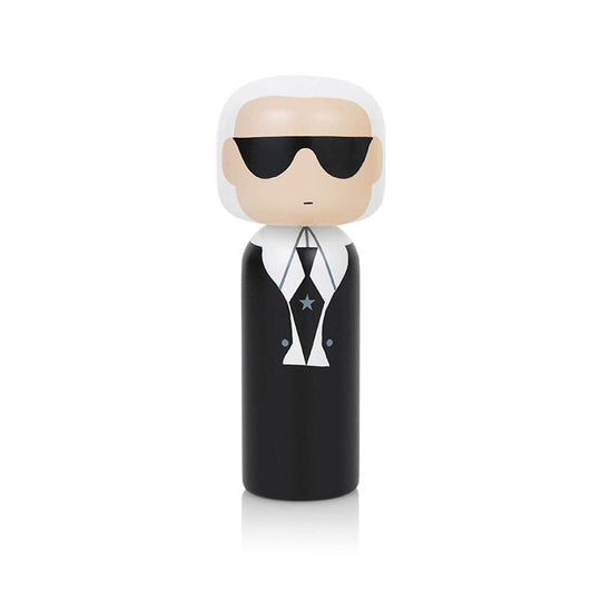 Lucie Kaas Pablo, figurine en bois représentant l'artiste Karl Lagerfeld, en bois