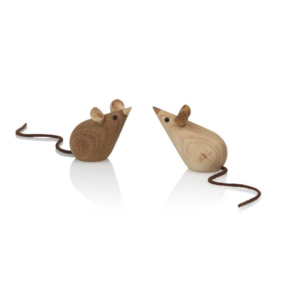 Lucie Kaas Souris, deux figurines en bois de couleurs différentes, en bois